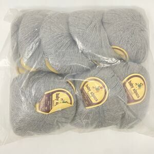 100% Baby Alpaca Yarn Lot of 10 Skeins Fingering Superfine Wt Lt Gray 50g Ea